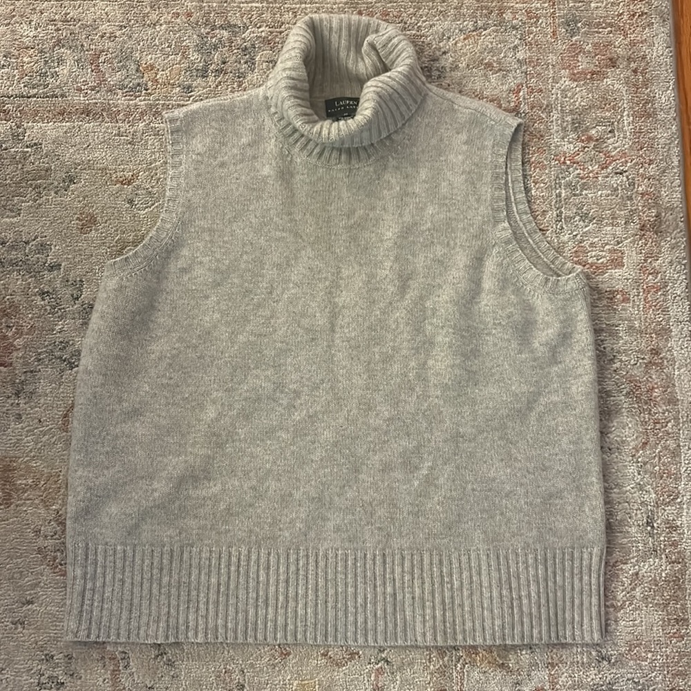 Lauren Ralph Lauren 100% Cashmere Turtleneck Sleeveless Knit Sweater Top 3X